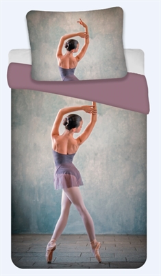 Sengetøj 140x200 cm - Ballerina - Sengetøj børn - 2 i 1 design - Dynebetræk i 100% bomuld